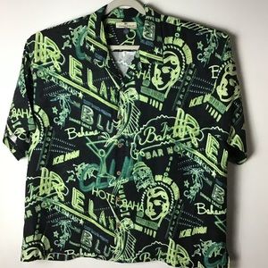 Tommy Bahama black silk shirt. Neon lights. XXL